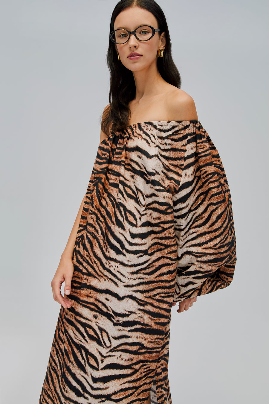 Gaia Cotton Midi Dress in Tiger – Sleeper
