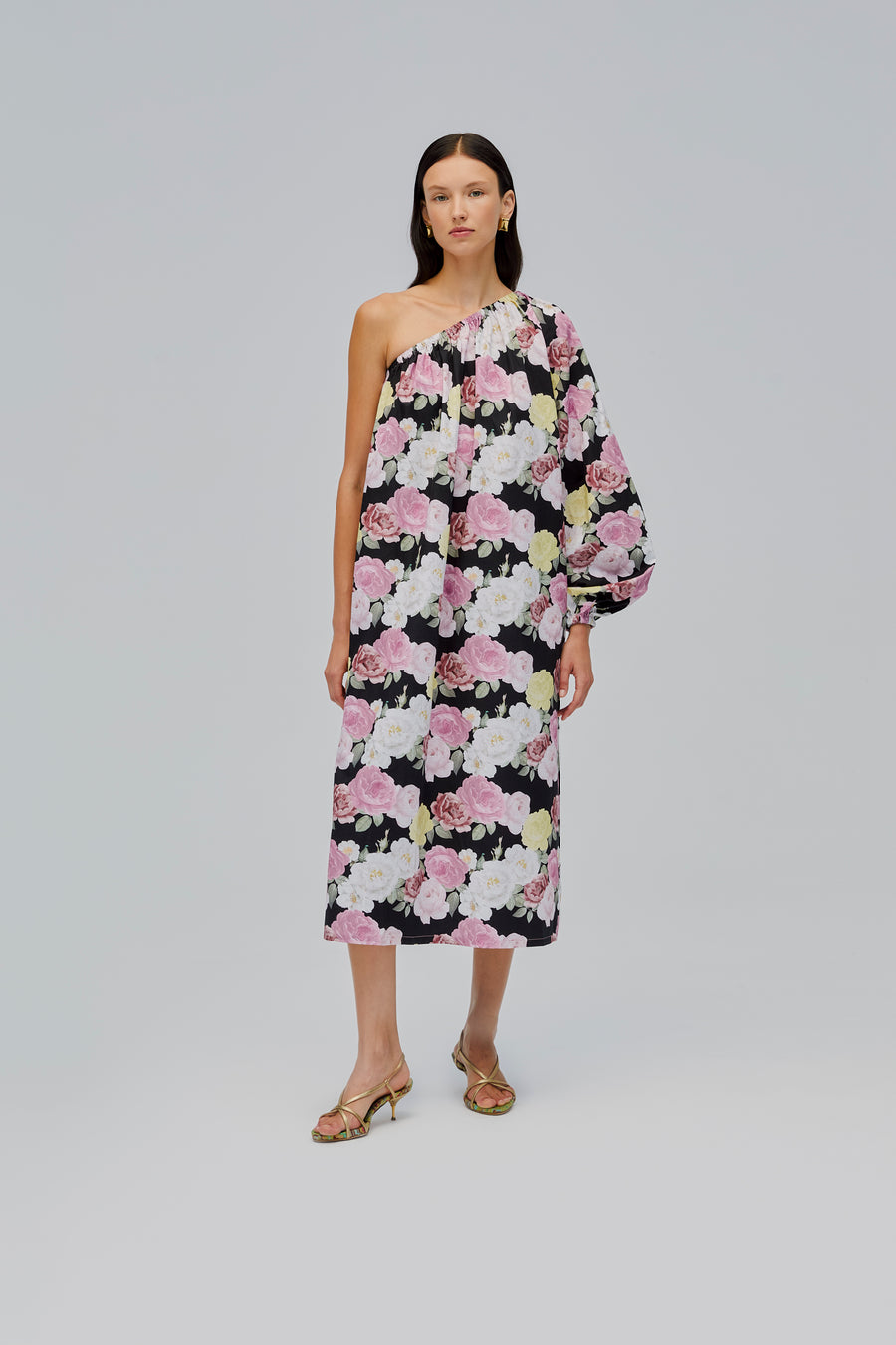 Gaia Cotton Midi Dress in Bloom