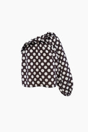 Gaia Soft Viscose Top in Black Polka Dot