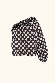 Gaia Soft Viscose Top in Black Polka Dot