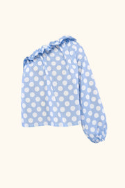 Gaia Soft Viscose Top in Blue Polka Dot