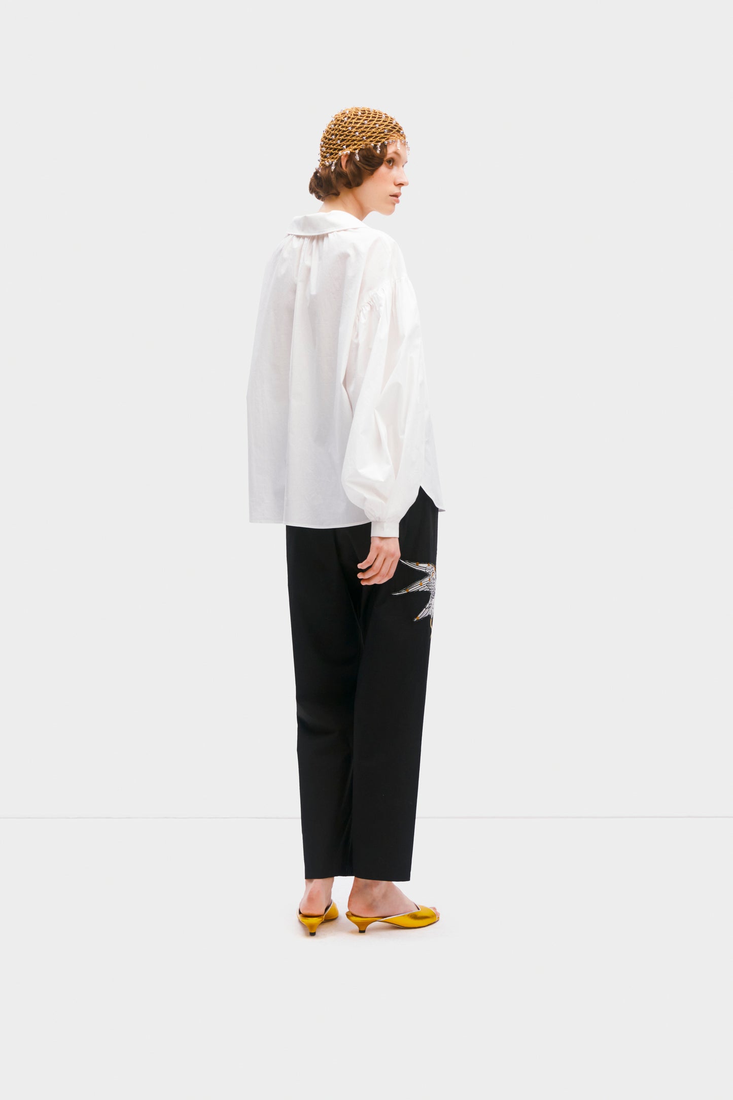 Mystic Appliquéd Cotton Pants in Black