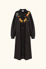 Mystic Appliquéd Cotton Maxi Dress in Black