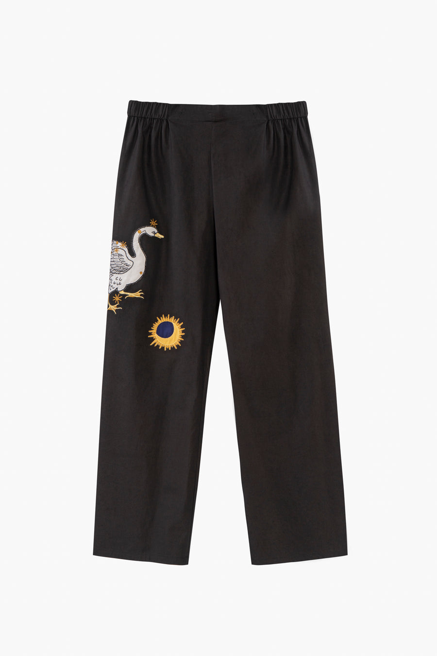 Mystic Appliquéd Cotton Pants in Black