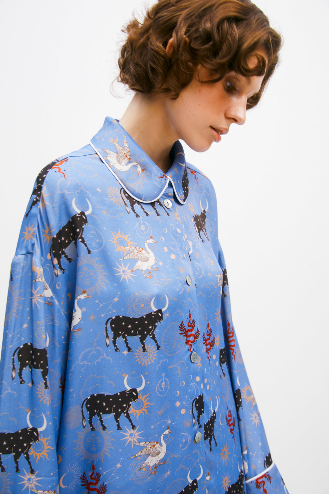 Pastelle Oversized Shirt in Blue Mystic Print