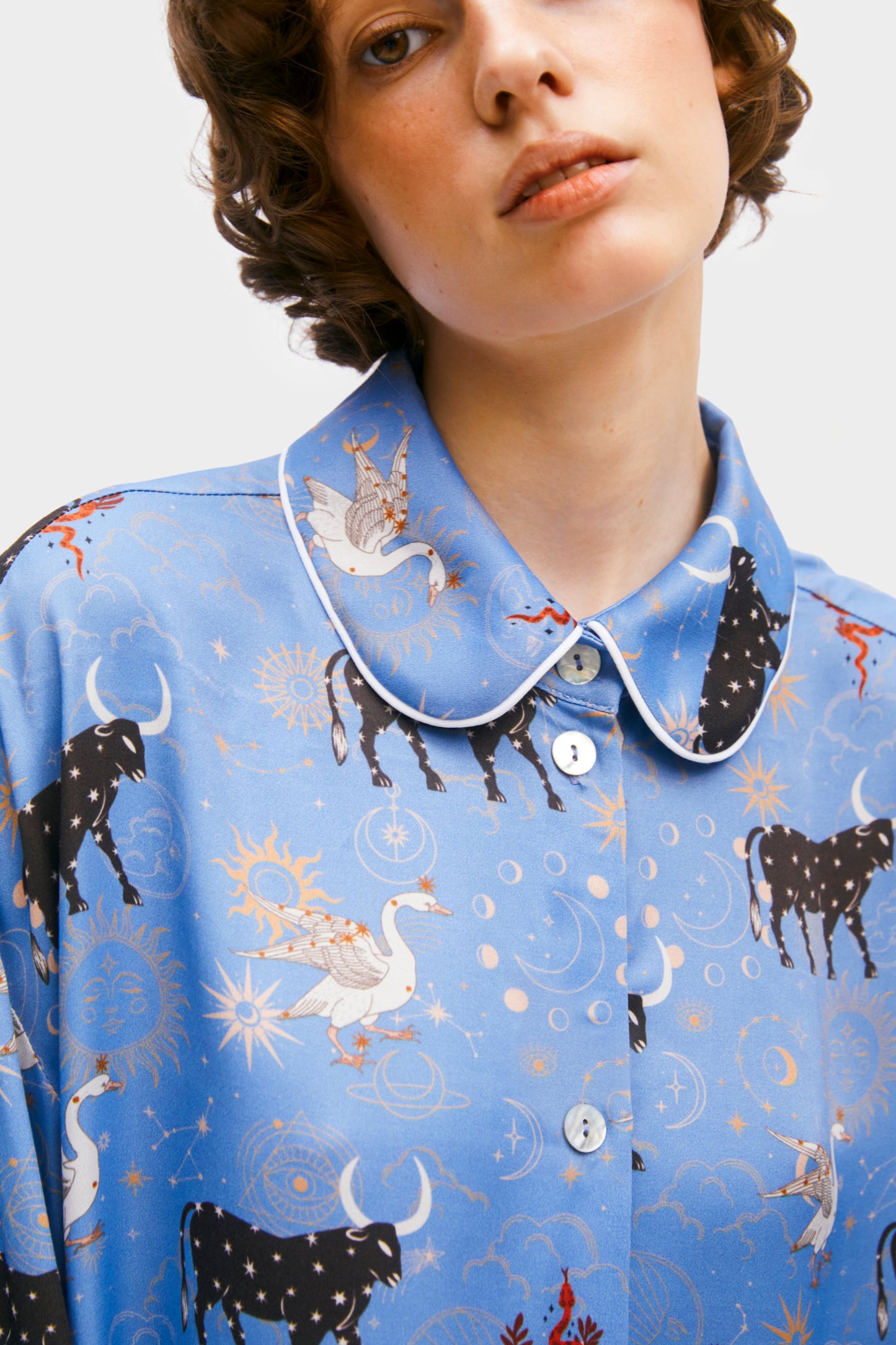 Pastelle Oversized Shirt in Blue Mystic Print