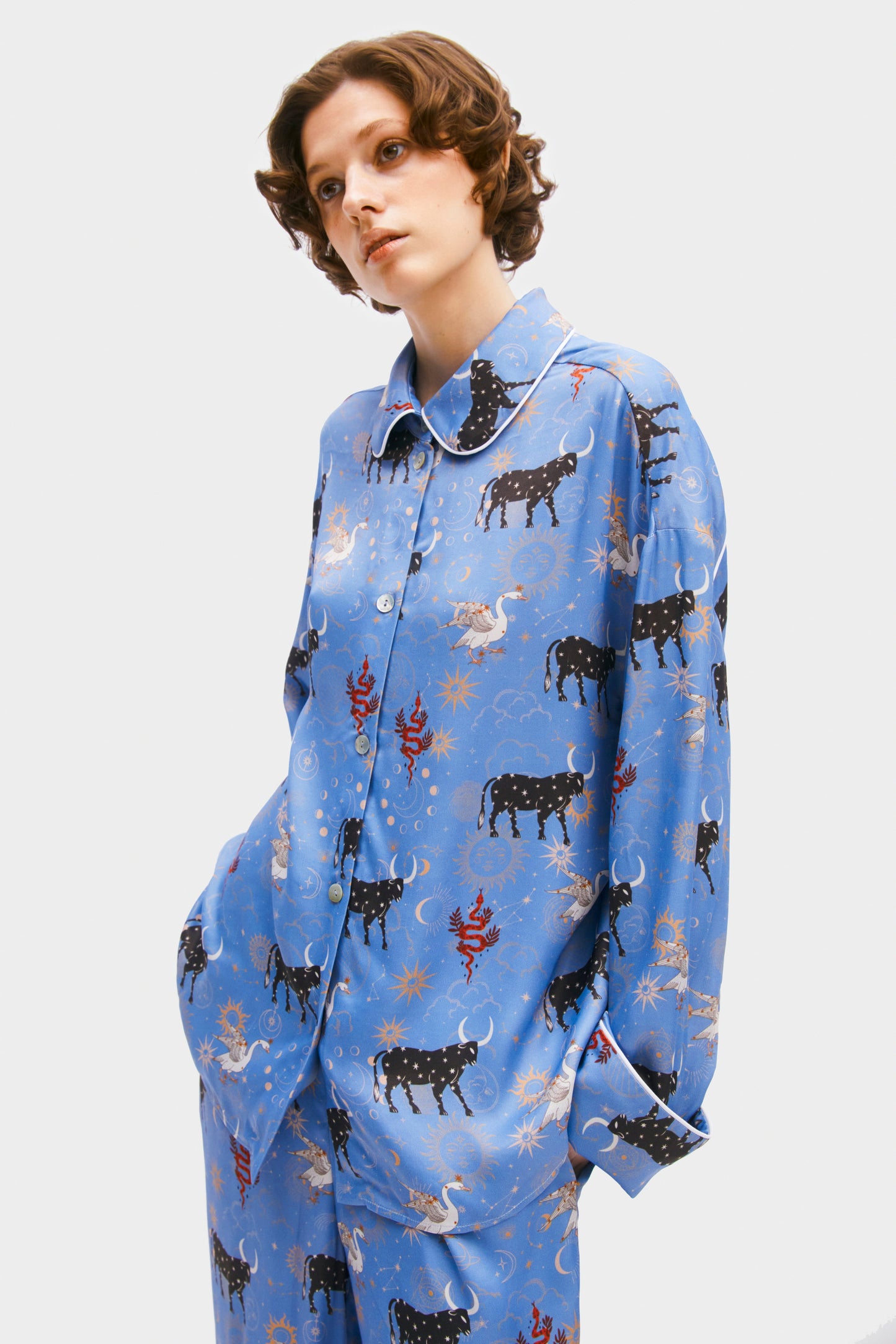 Pastelle Oversized Shirt in Blue Mystic Print