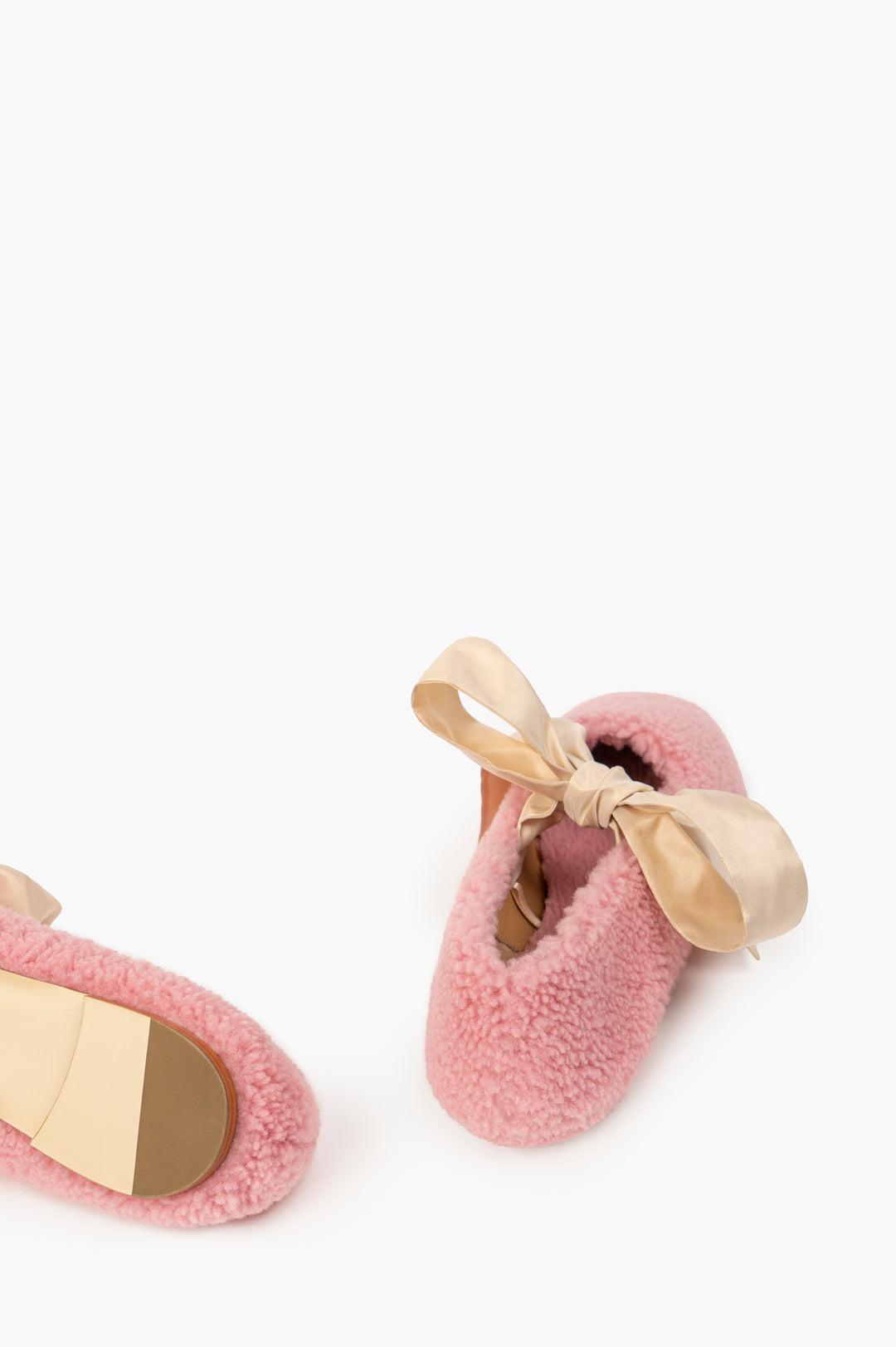 Lulu Shearling Slippers with Bows in Pink