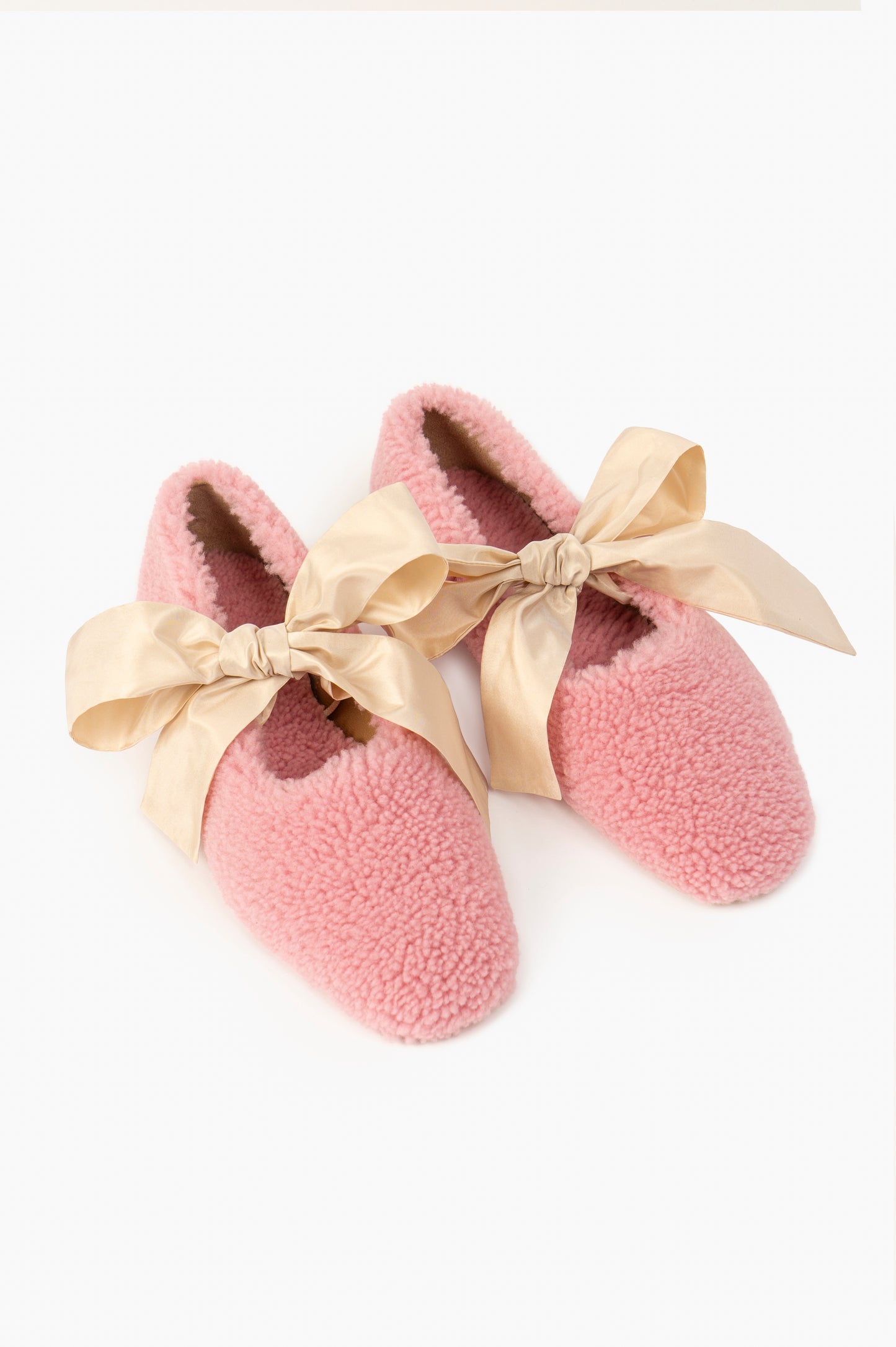 Lulu Shearling Slippers with Bows in Pink