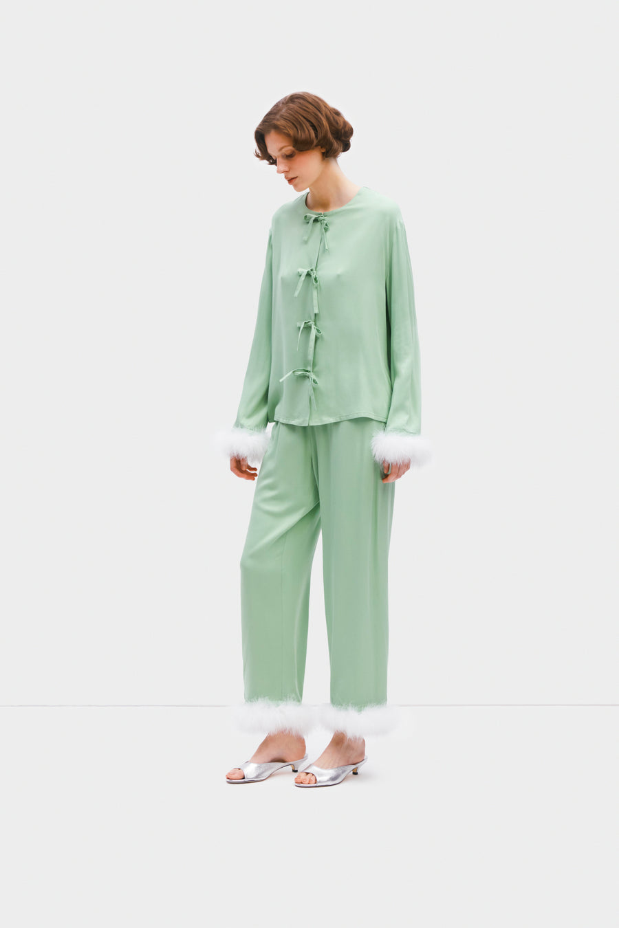 Capricorn Pajama Set with Detachable Feathers in Mint