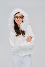 Kylie Hooded Cardigan in White