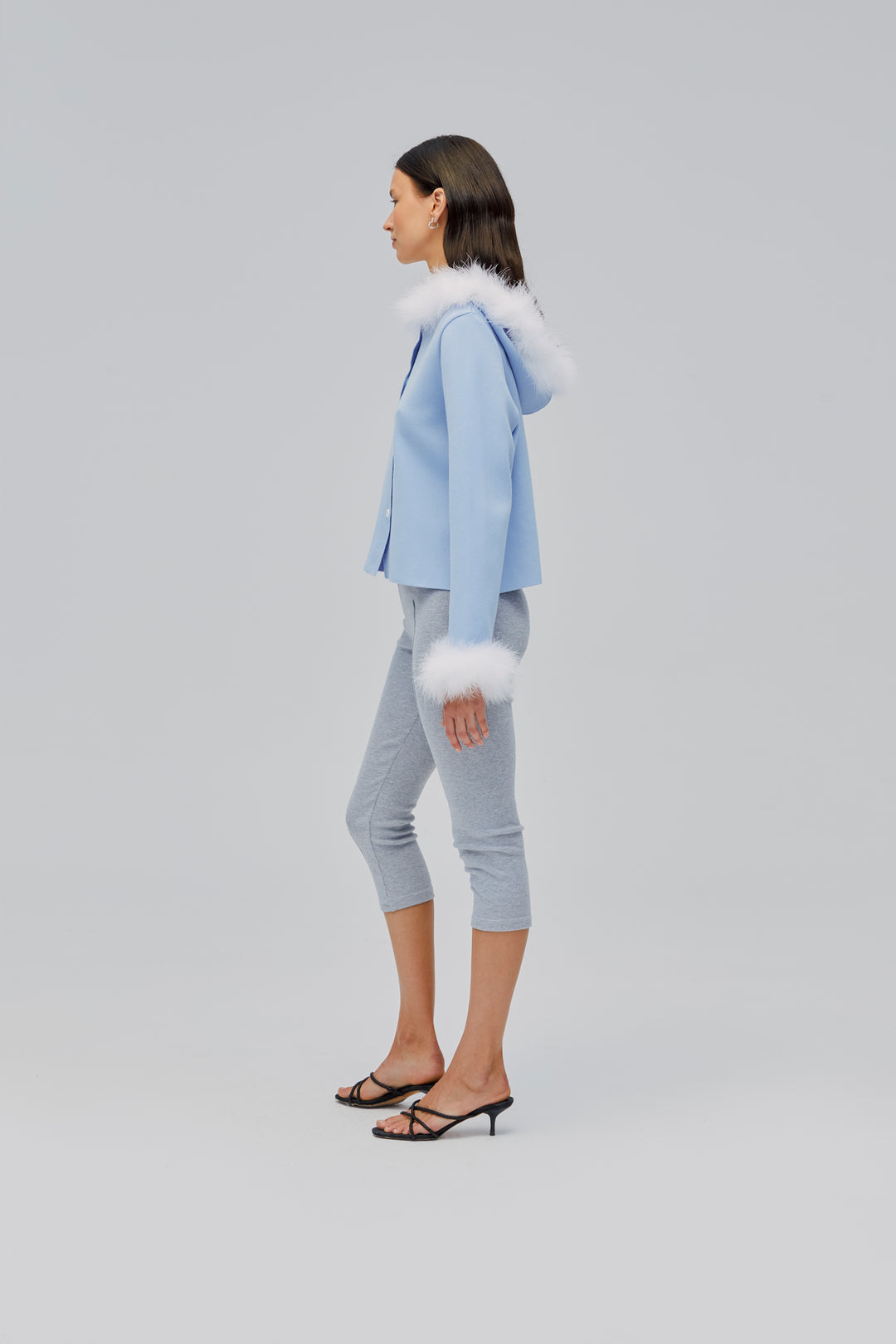 Kylie Hooded Cardigan in Blue