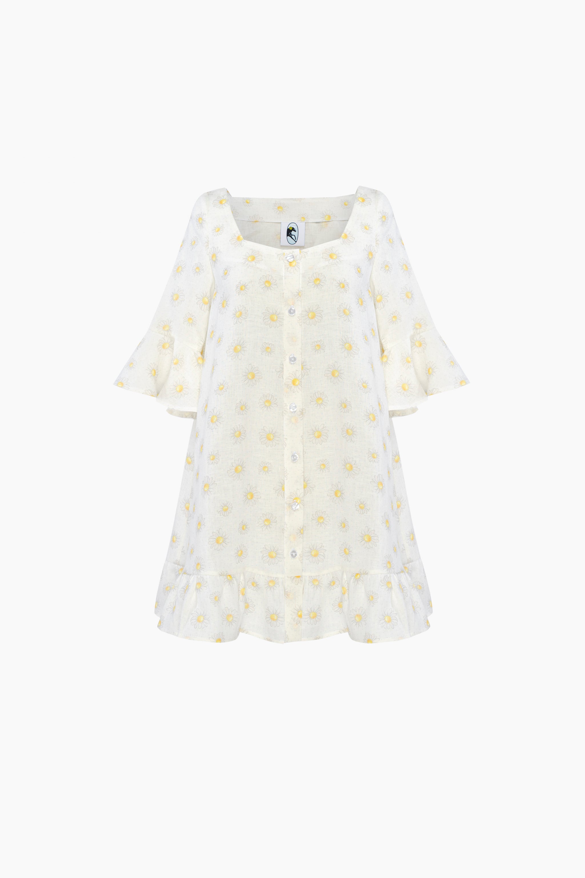 Marseille Linen Mini Dress in Daisies