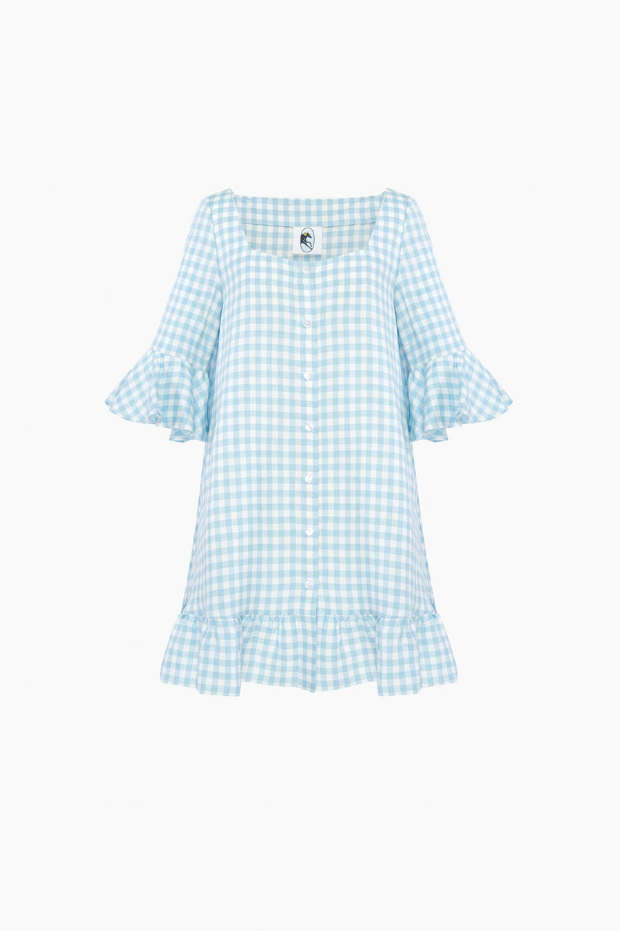 Marseille Linen Mini Dress in Blue Vichy
