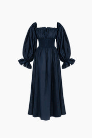 Cancan Linen Maxi Dress in Navy
