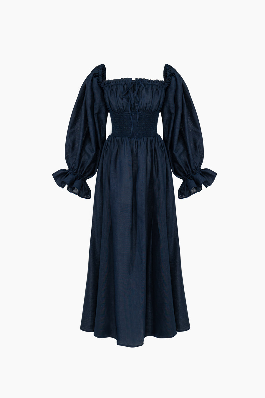 Cancan Linen Maxi Dress in Navy