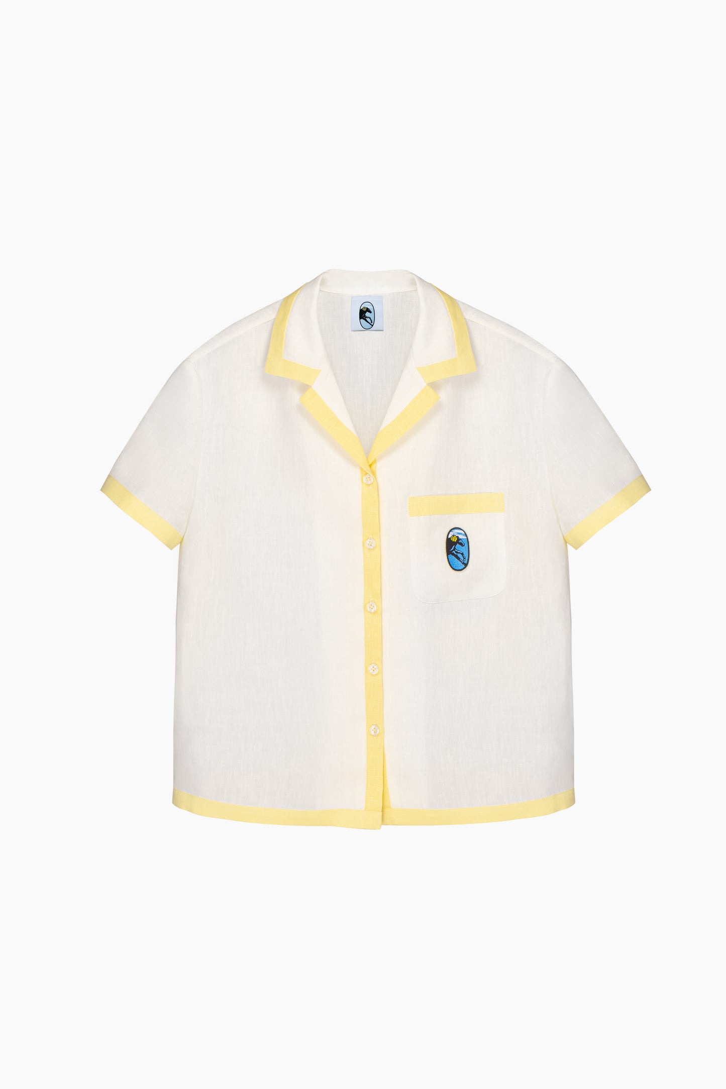 Garrick Embroidered Linen Short-sleeved Shirt in Milk