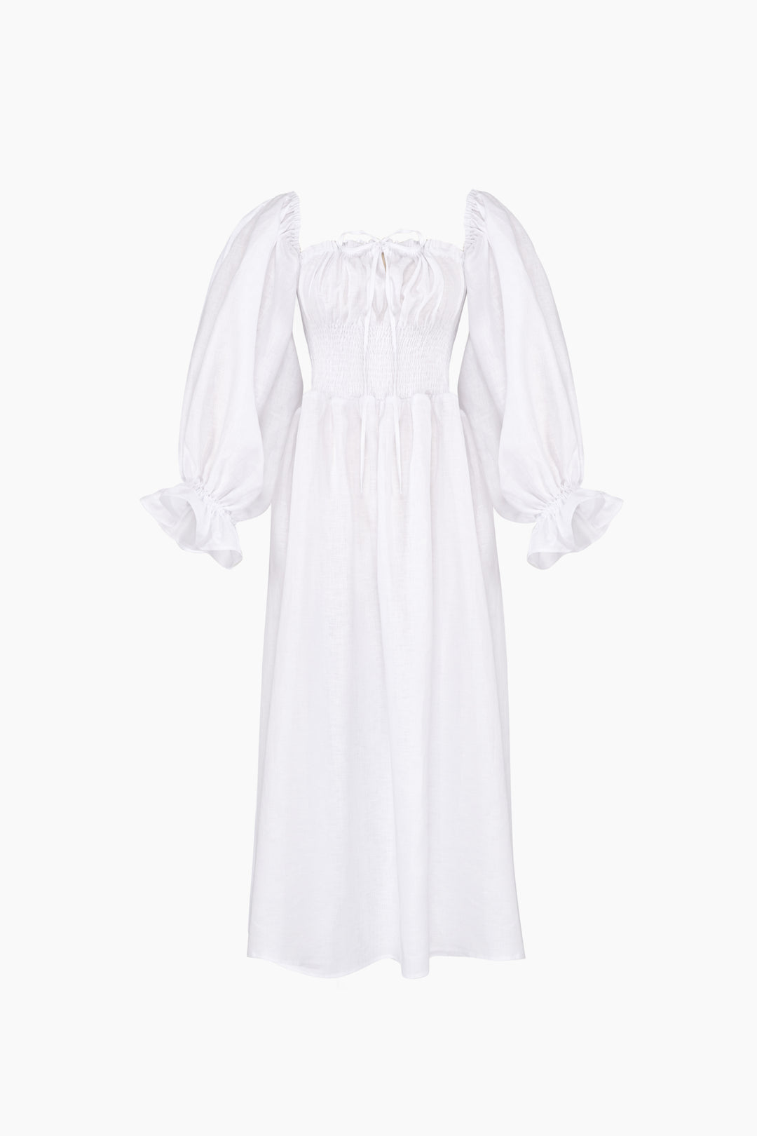 Cancan Linen Maxi Dress in Milk