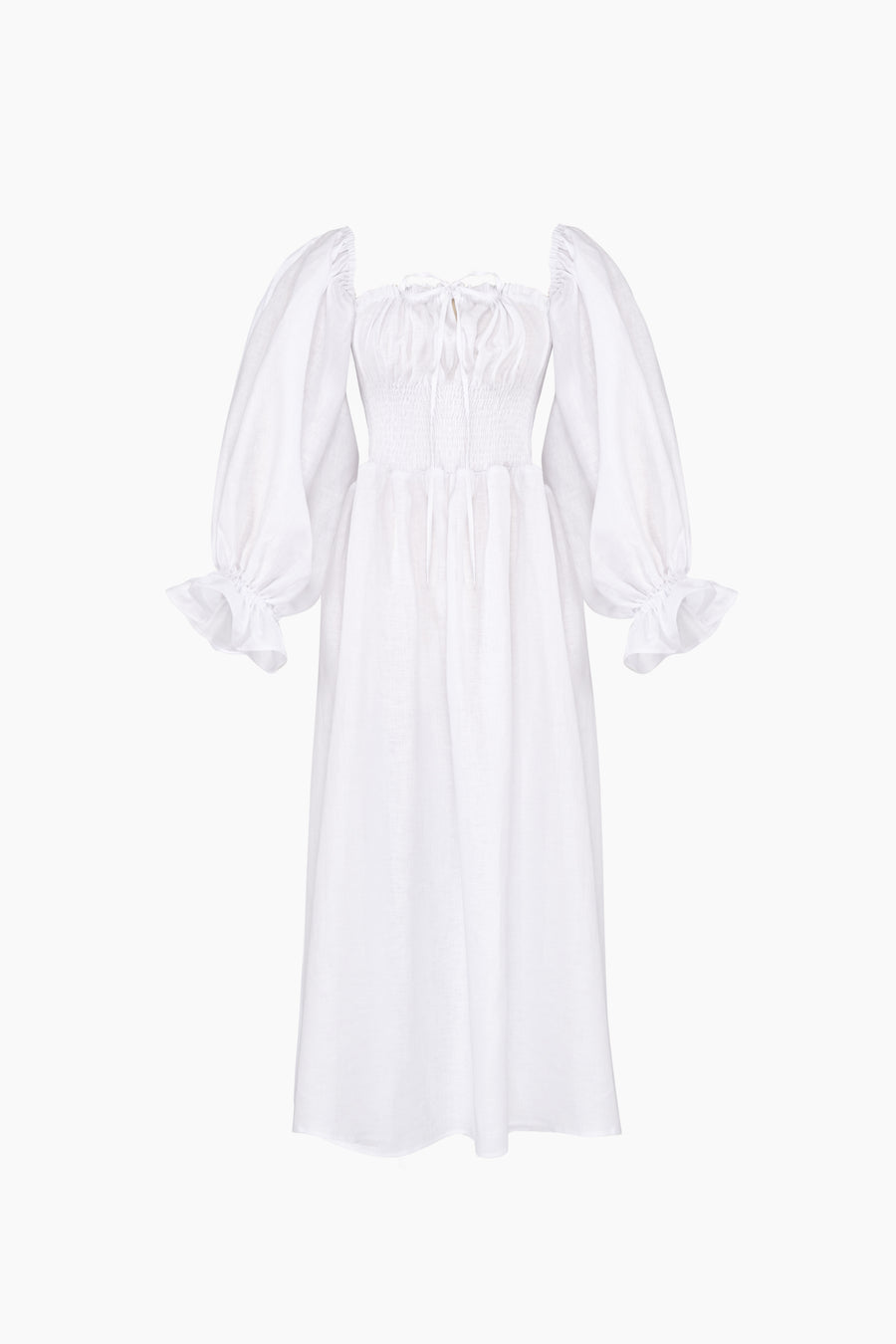 Cancan Linen Maxi Dress in Milk