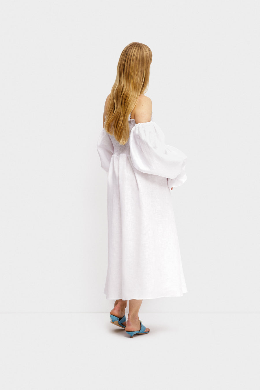 Cancan Linen Maxi Dress in Milk