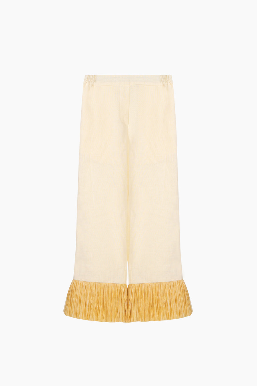 Crusoe Raffia Linen Pants in Milk