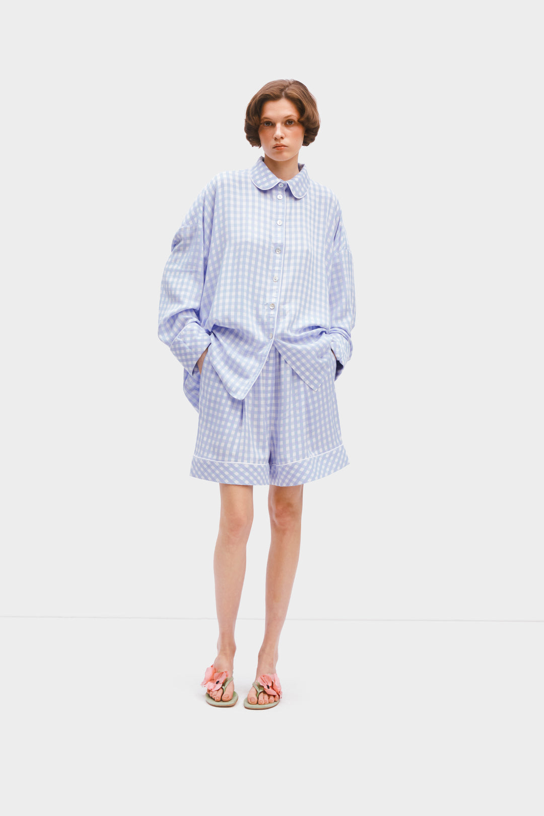 Pastelle Oversized Shorts in Blue Vichy