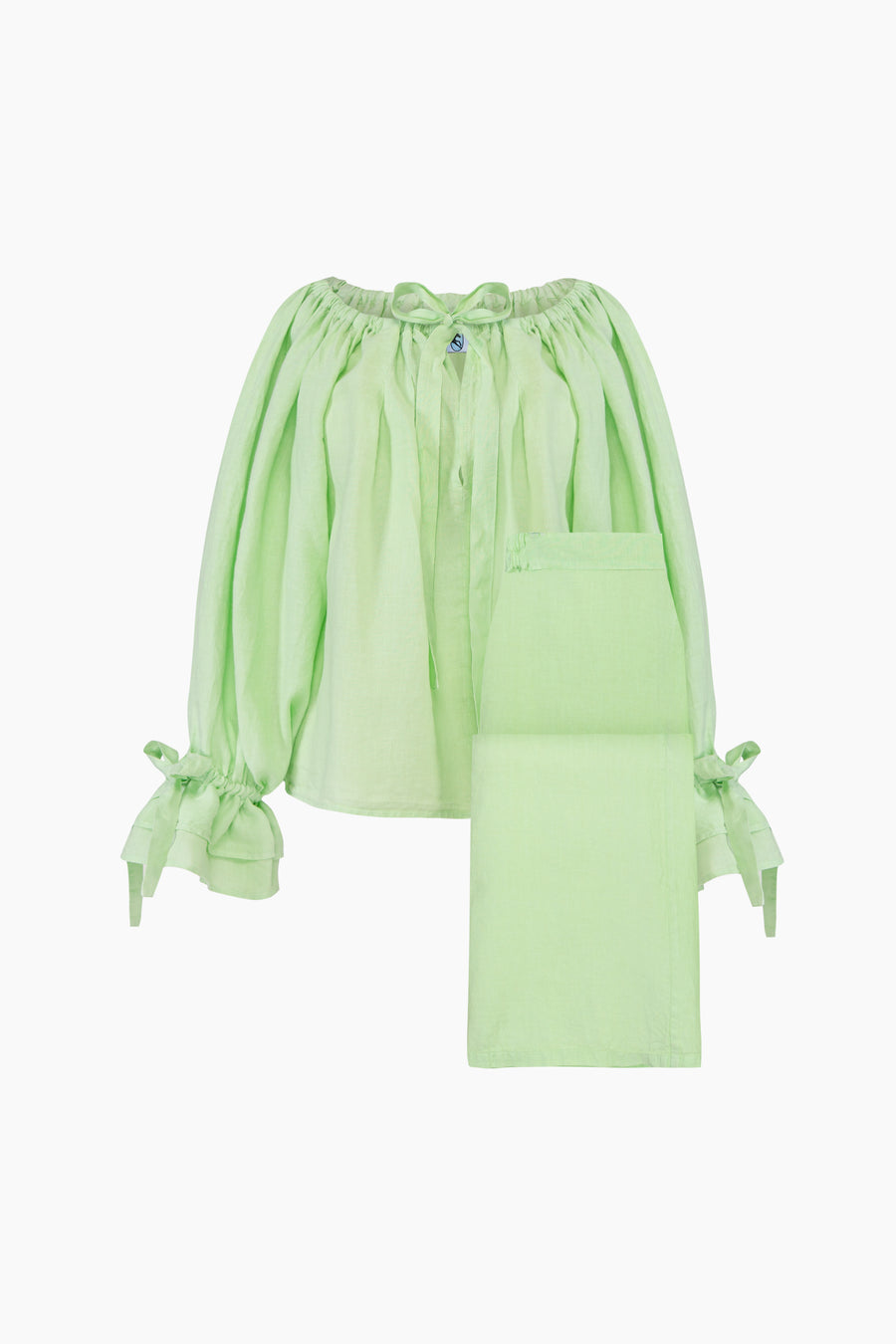 Flamenco Linen Set with Pants in Green