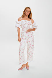 Puff Linen Lounge Pants in Strawberries