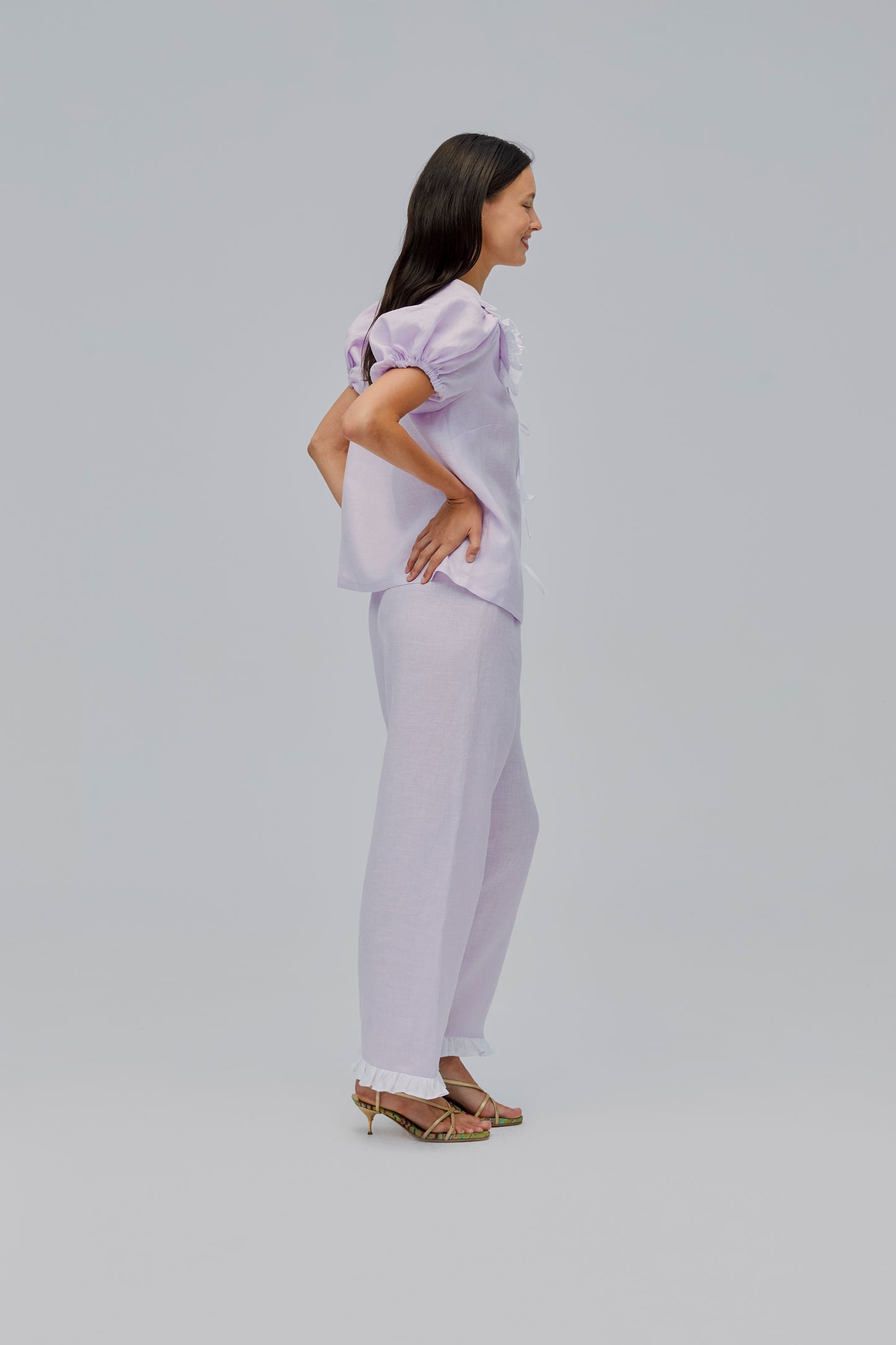 Puff Linen Lounge Pants in Lavender