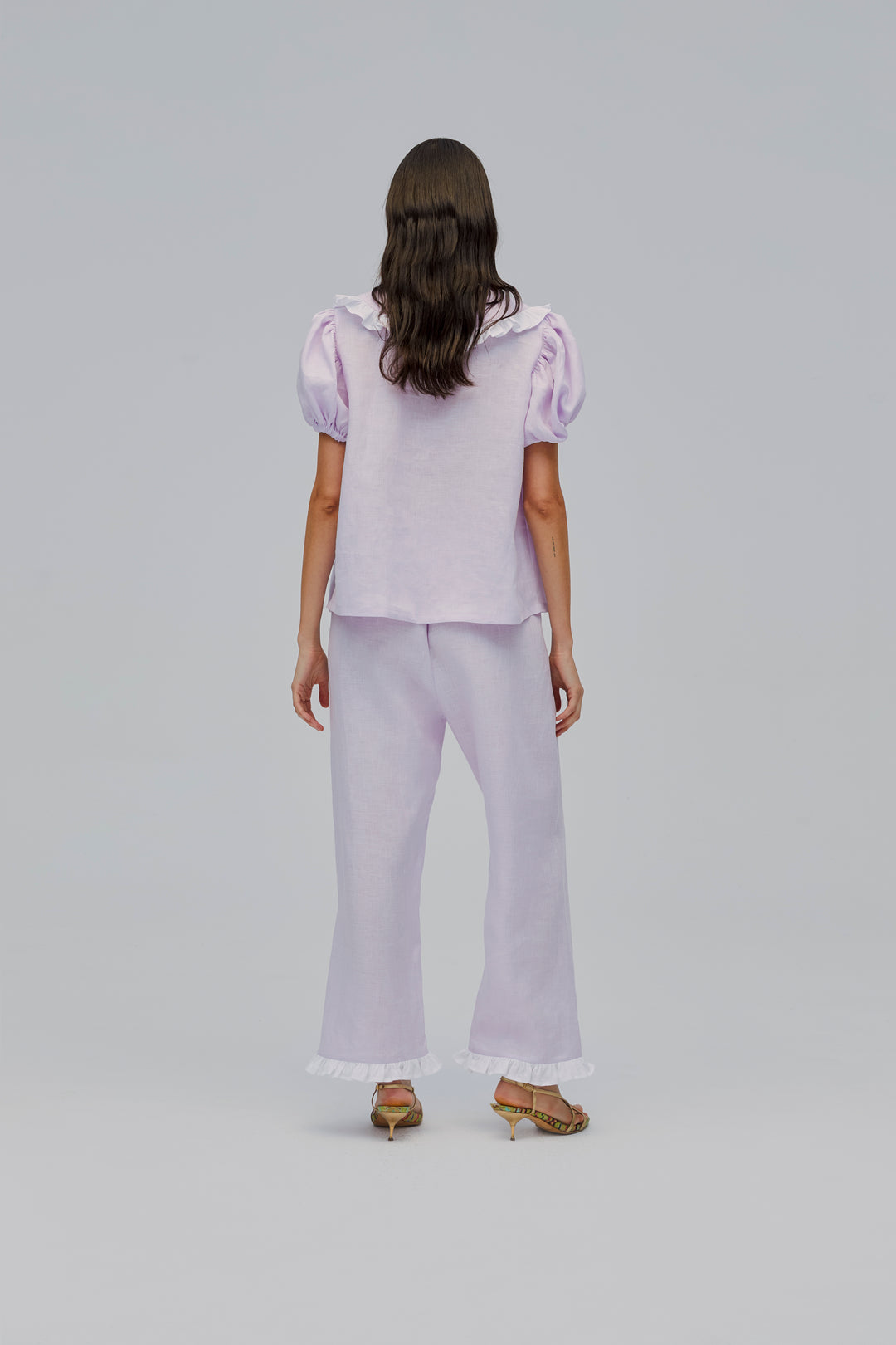 Puff Linen Lounge Pants in Lavender