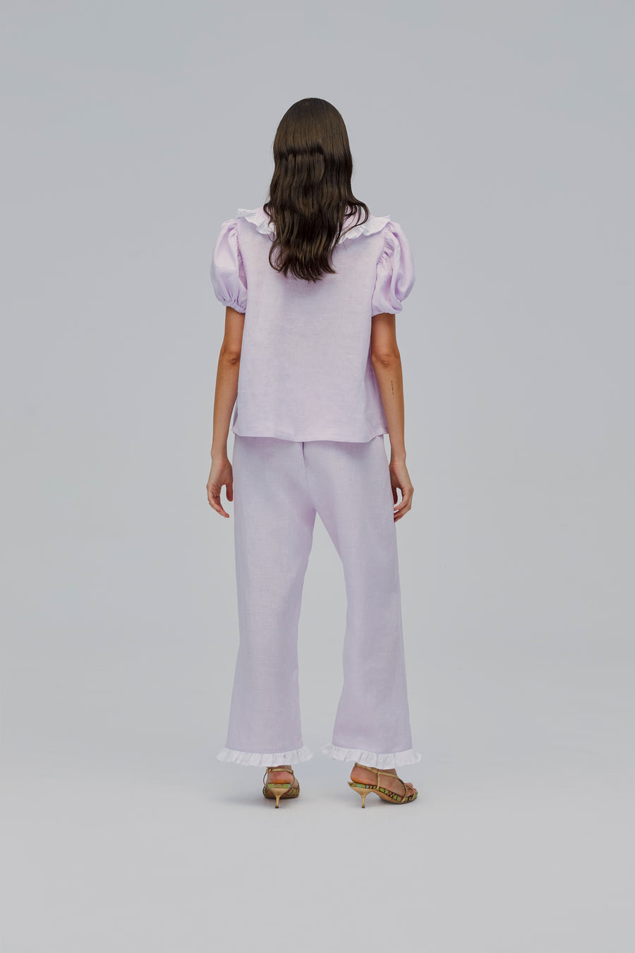 Puff Linen Lounge Pants in Lavender