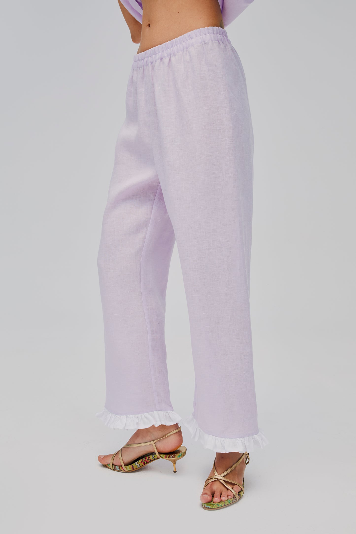 Puff Linen Lounge Pants in Lavender