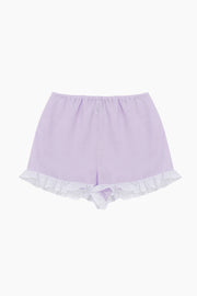 Puff Linen Lounge Shorts with Headscarf in Lavender