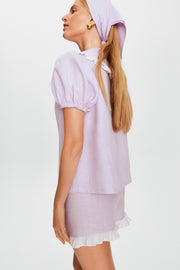 Puff Linen Lounge Shorts with Headscarf in Lavender