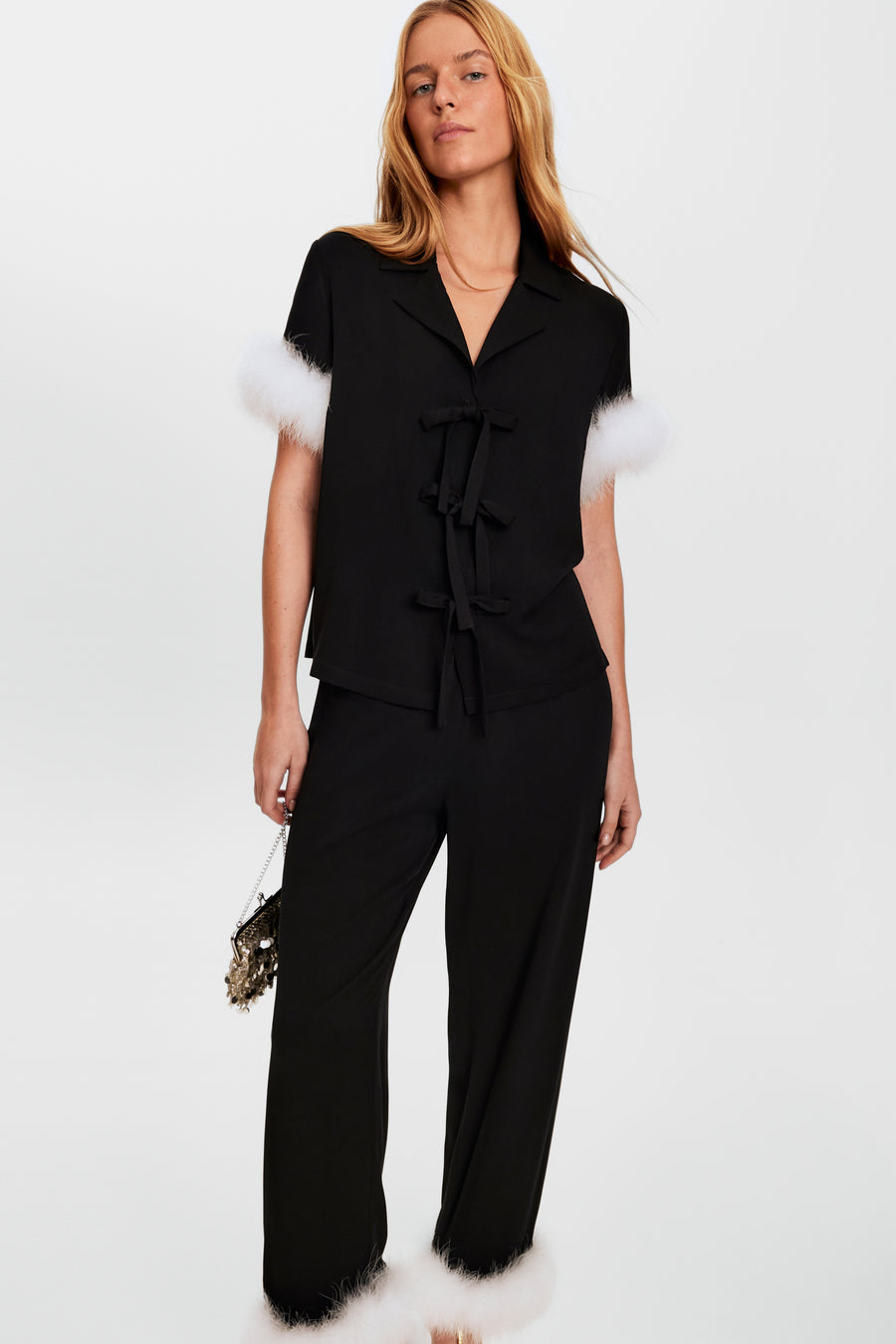 Ponyo Pajama Set with Detachable Feathers in Black