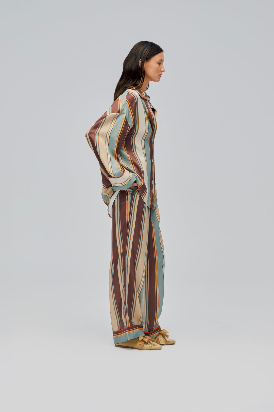 Pastelle Oversized Shirt in Sage Stripes
