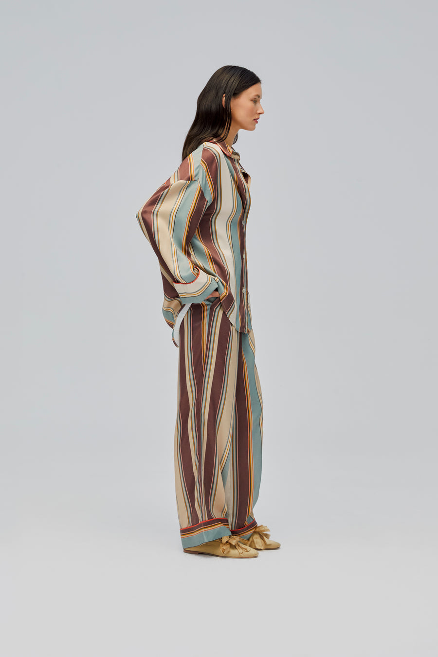 Pastelle Oversized Shirt in Sage Stripes