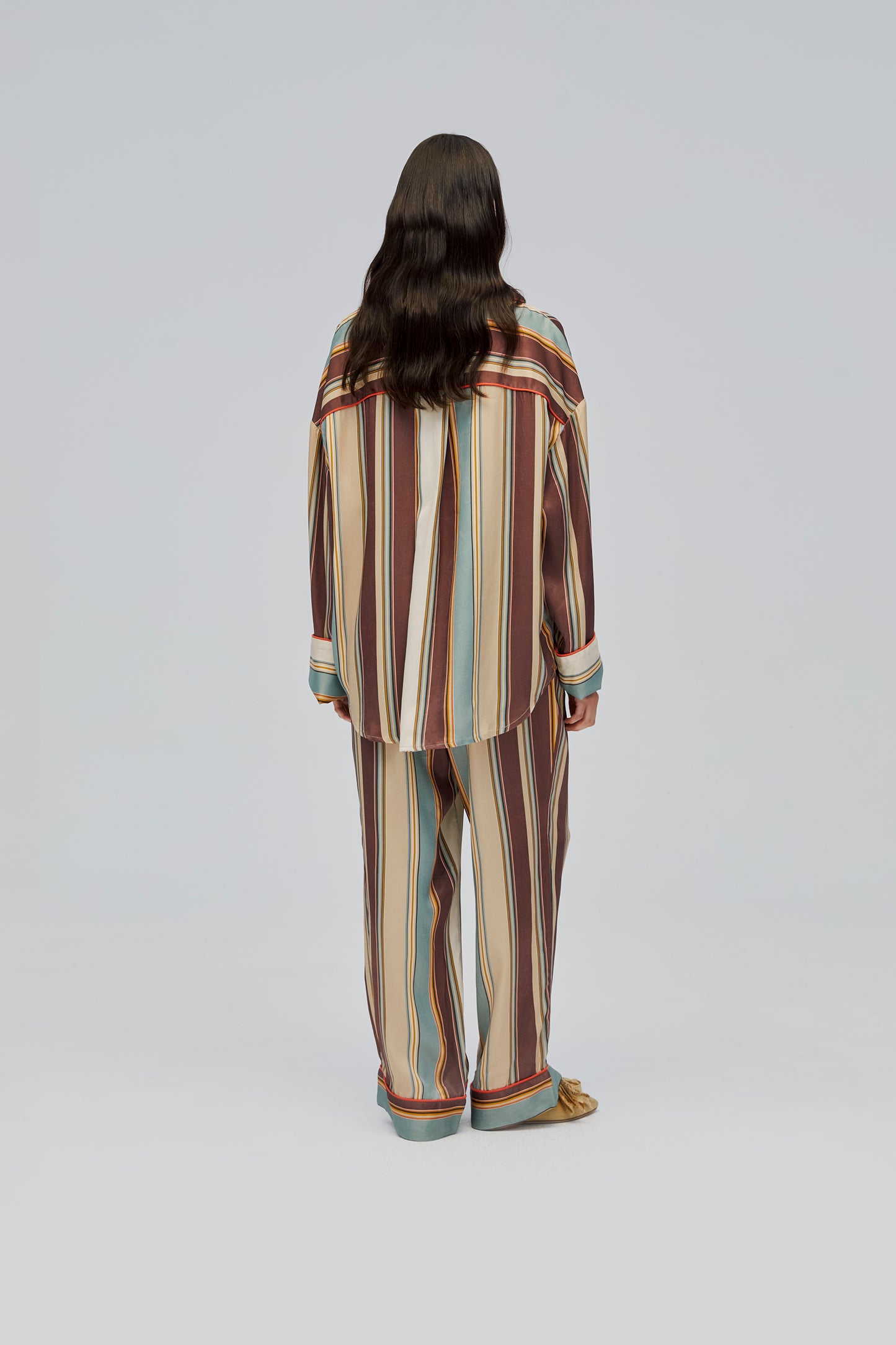 Pastelle Oversized Shirt in Sage Stripes