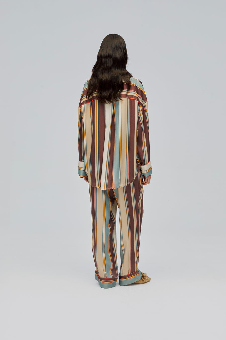 Pastelle Oversized Shirt in Sage Stripes