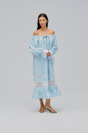 Romantica Lounge Dress in Blue Vichy