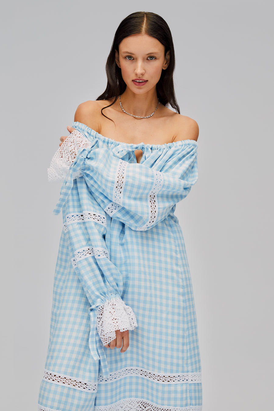 Romantica Lounge Dress in Blue Vichy