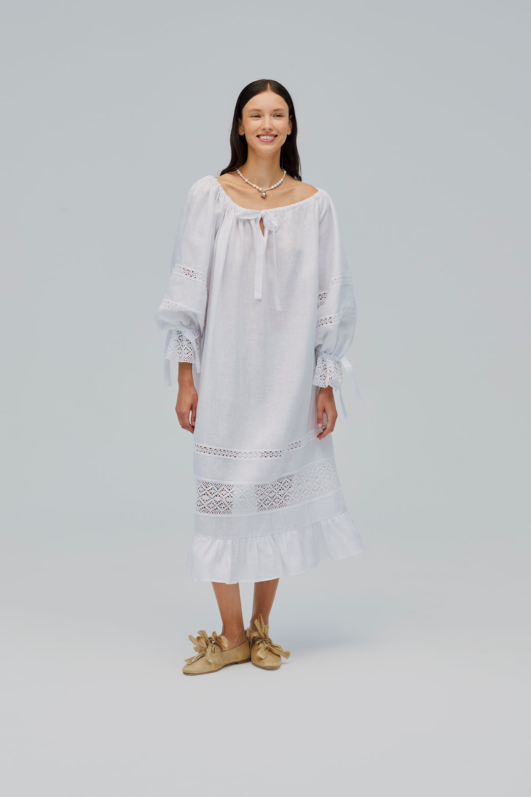 Romantica Lounge Dress in White Romantica Lounge Dress in White