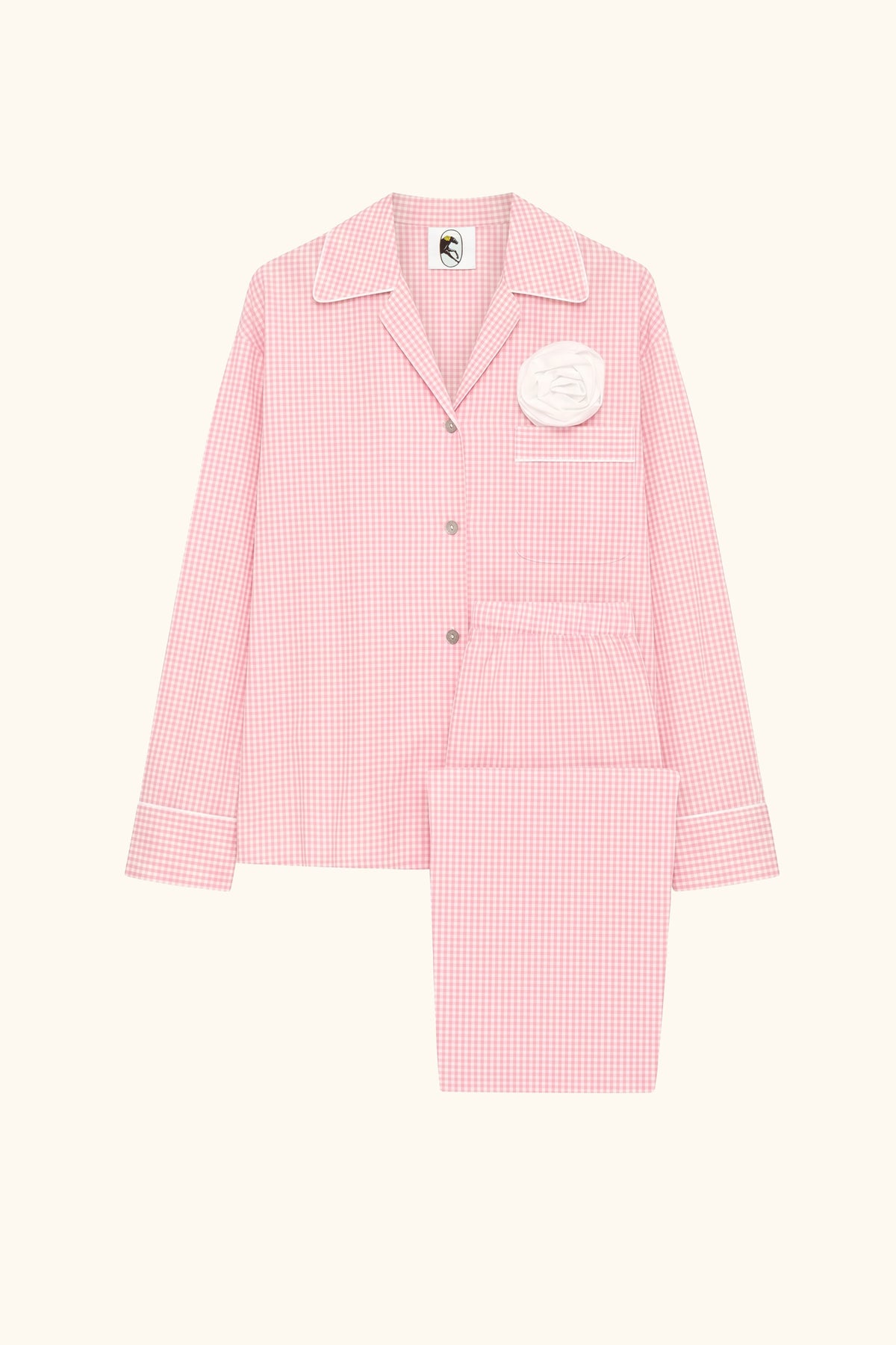 The Rose Cotton Pajama Set in Pink Vichy