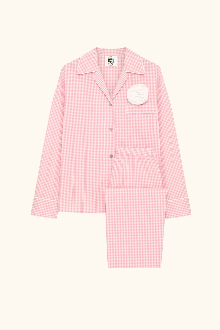 The Rose Cotton Pajama Set in Pink Vichy