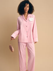 The Rose Cotton Pajama Set in Pink Vichy
