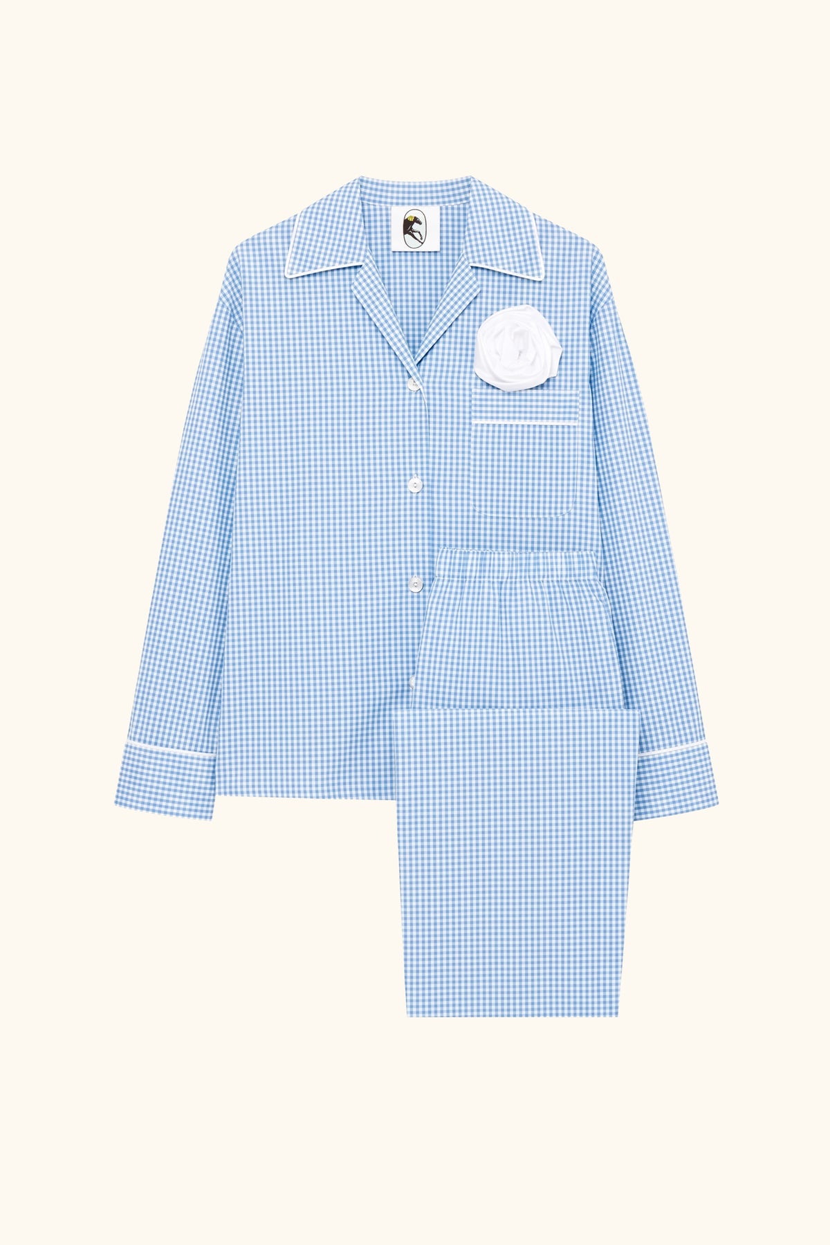 The Rose Cotton Pajama Set in Blue Vichy