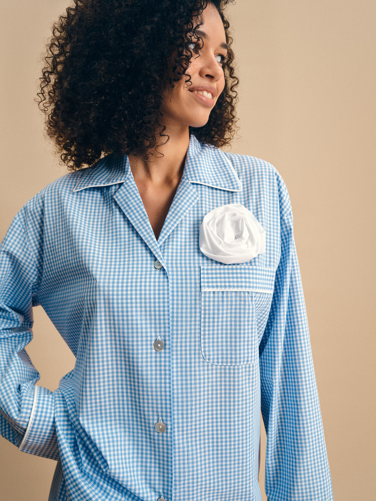 The Rose Cotton Pajama Set in Blue Vichy