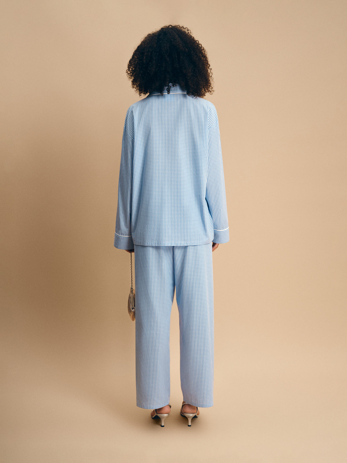 The Rose Cotton Pajama Set in Blue Vichy