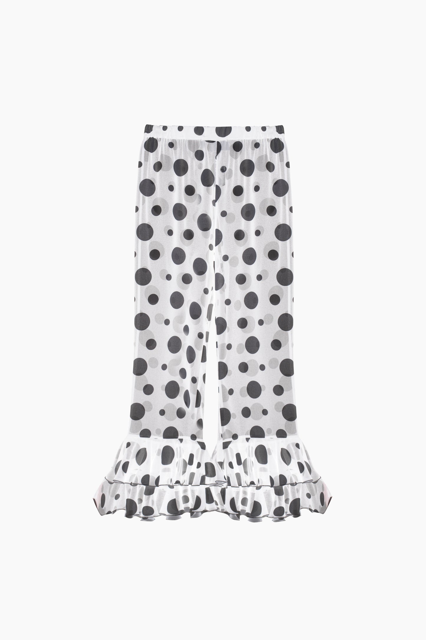 Samba Ruffled Chiffon Polka-dot Pants in White