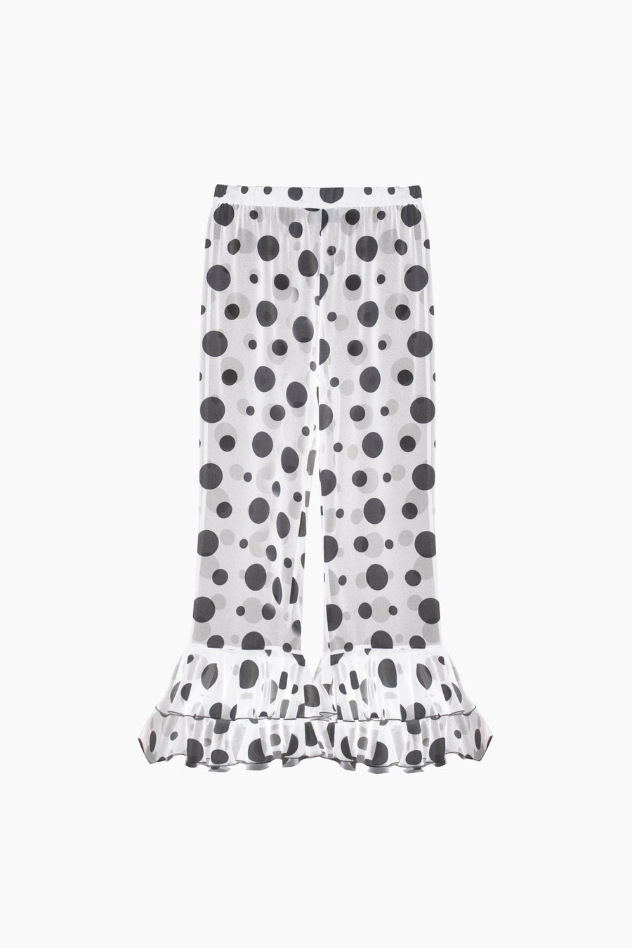 Samba Ruffled Chiffon Polka-dot Pants in White